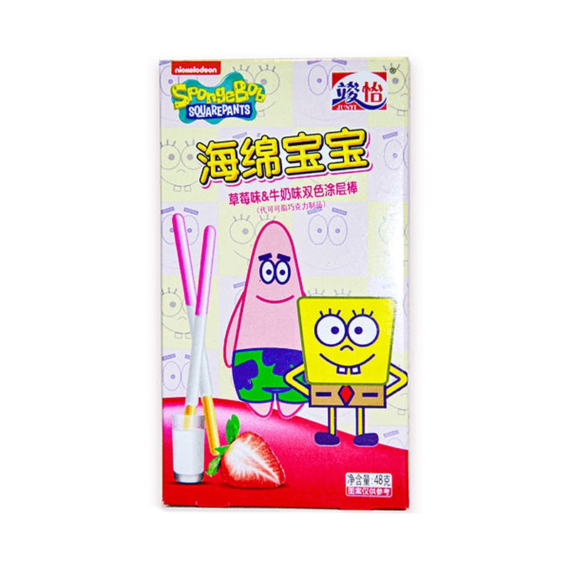 SpongeBob Coated Sticks Strawberry Milk 48g
