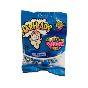 Warheads Supersour Bubble Gum Pops Blue Raspberry 105g