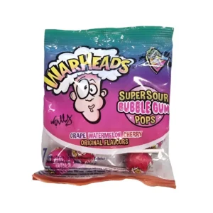 Warheads Supersour Bubble Gum Pops 105g