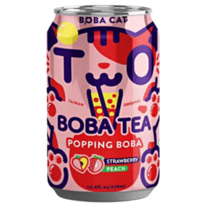 Boba Cat Bubble Tea Strawberry Peach Tapioca 320ml